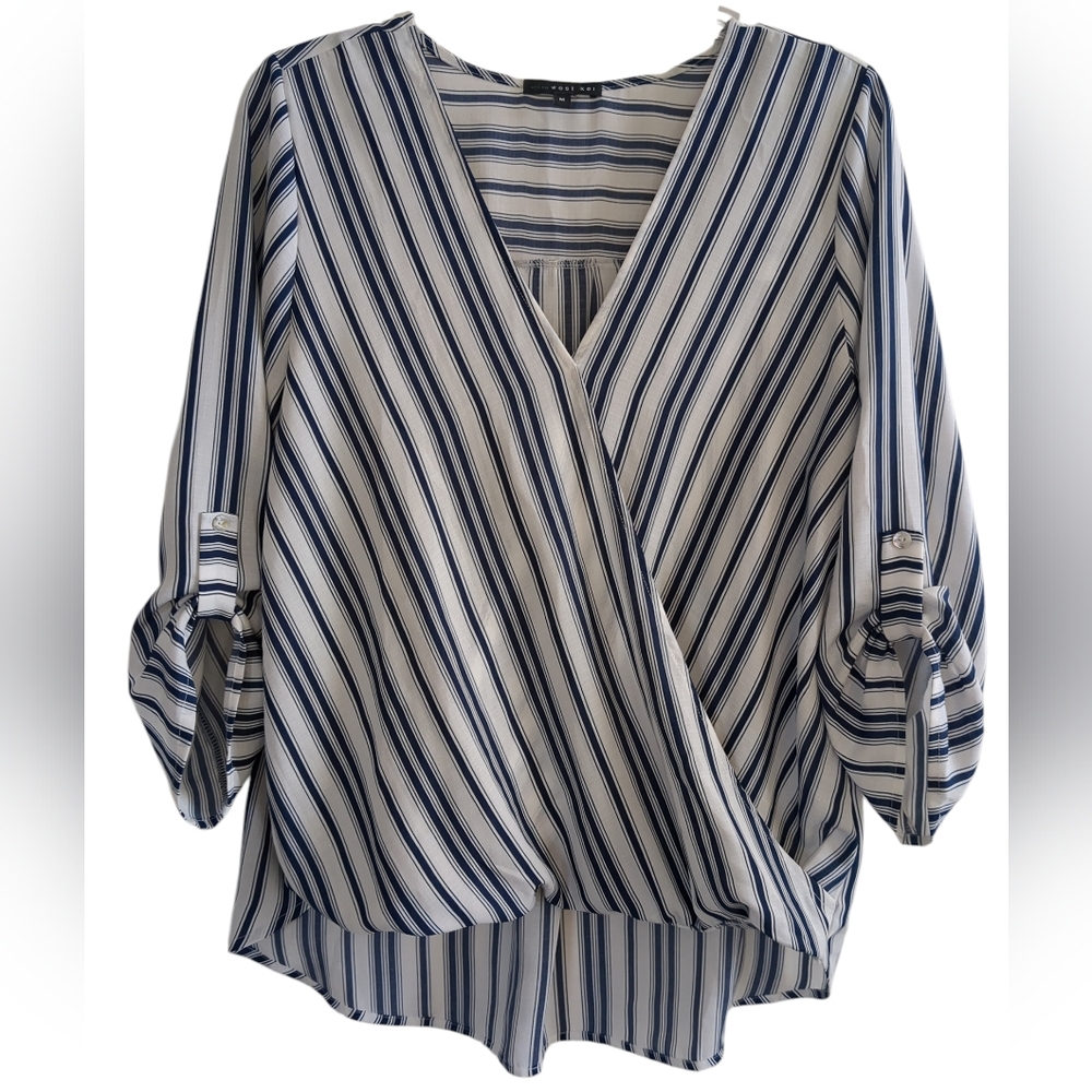 Women's West Kei Allan Surplice Rolltab High-Low Blouse (Size M)